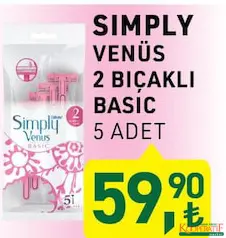 GİLLETTE SİMPLY VENUS 2 BIÇAKLI BASİC TIRAŞ BIÇAĞI 5 ADET indirimli fiyat GİLLETTE SİMPLY VENUS 2 BIÇAKLI BASİC TIRAŞ BIÇAĞI 5 ADET fiyat ve kampanya bilgisi